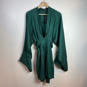 NWT Chic Le Frique Women Willa Green Animal Print Mini Dress Boho Size Small